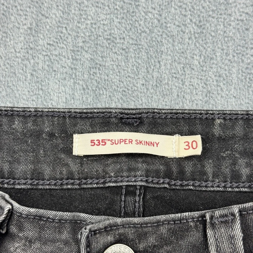 Levis Jeans Women 30X26 535 Black Super Skinny Ankle Stretch Stonewash Pants